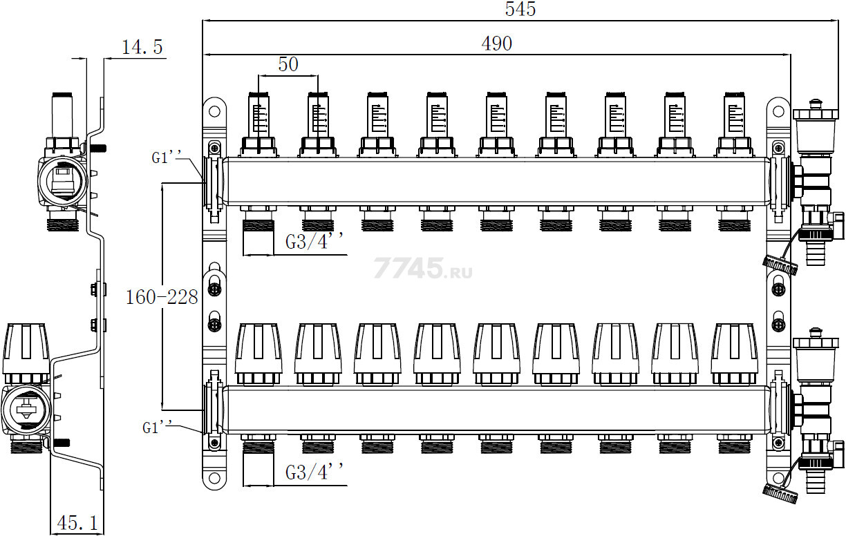 Коллекторная группа AVE136, 9 выходов AV ENGINEERING (AVE13600109) - Фото 8