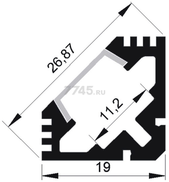 Профиль угловой PAL 1919 для светодиодной ленты JAZZWAY 2 м (1009623) - Фото 3