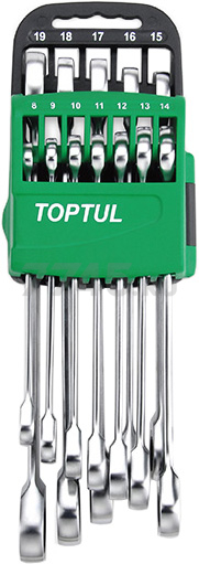 Набор ключей комбинированных с трещоткой 8-19 мм 9 предметов TOPTUL (GSCQ0901)