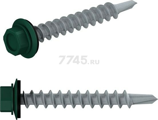 Саморез кровельный 4,8х19 мм инк шайба с прокладкой PT3 RAL 6005 STARFIX 7000 штук (SM-24051-7000)