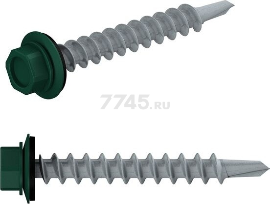 Саморез кровельный 4,8х29 мм цинк шайба с прокладкой PT3 RAL 6005 STARFIX 5000 штук (SM-24061-5000)