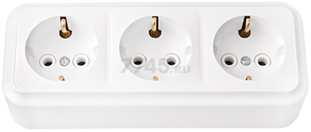 Розетка тройная наружная с заземлением BYLECTRICA Пралеска белая (РА16-265)