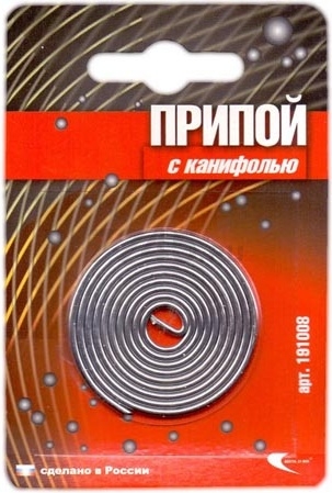 Припой ВЕКТА ПОС-61 с канифолью 2 мм спираль 1 м в блистере (191008)