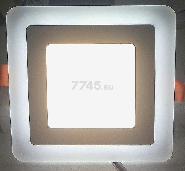 Светильник встраиваемый светодиодный 12+4 Вт 4000K TRUENERGY Color Квадрат с белой подсветкой (10269) - Фото 7
