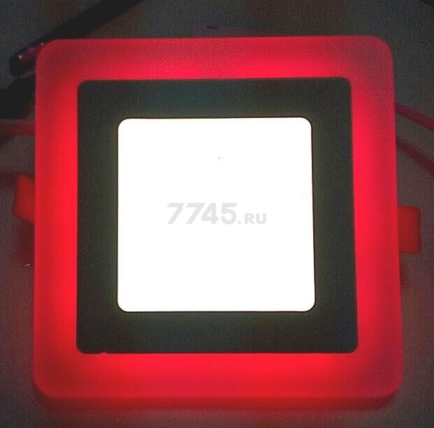 Светильник встраиваемый светодиодный 6+3 Вт 4000K TRUENERGY Color Квадрат с красной подсветкой (10256) - Фото 4