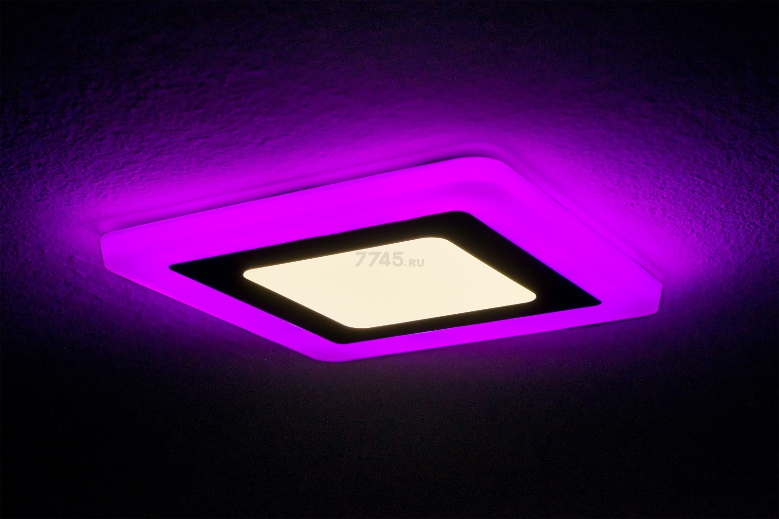 Светильник встраиваемый светодиодный 6+3 Вт 4000K TRUENERGY Color Квадрат с розовой подсветкой (10264) - Фото 2