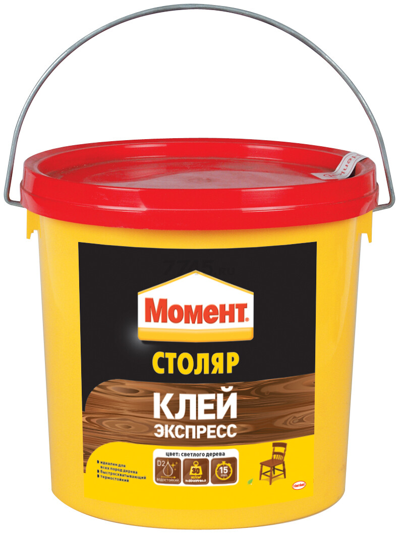 Клей ПВА столярный МОМЕНТ Столяр экспресс D2 3 кг (600308)