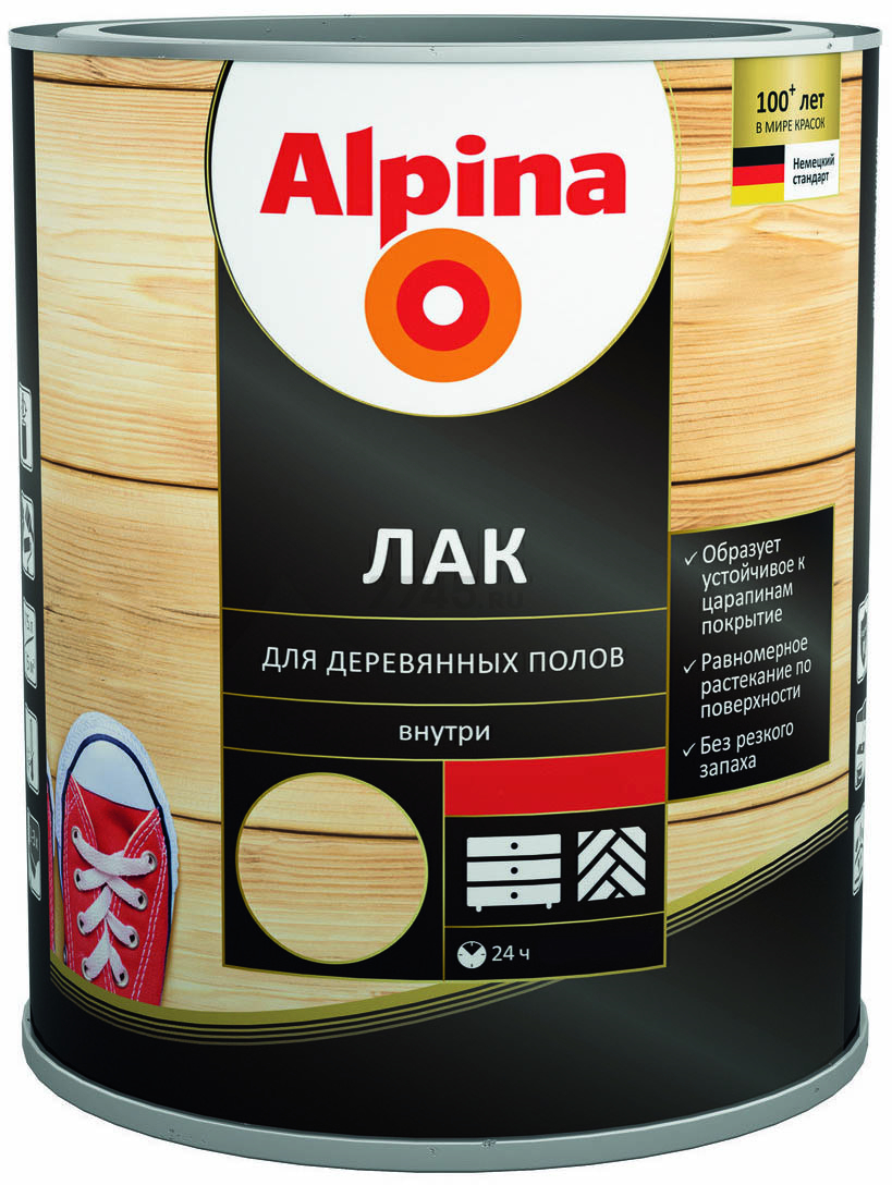 Лак алкидно-уретановый ALPINA Для деревянных полов прозрачный 0,75 л (948103953)