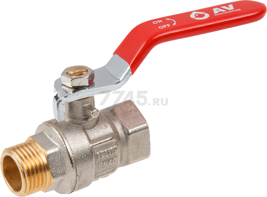 Кран шаровой 1/2" PN40 с внутренней-наружной резьбой ручка AV ENGINEERING (AVE091012)