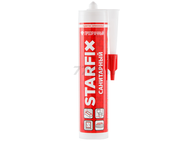 Герметик силиконовый STARFIX Sanitary Silicone бесцветный 300 мл (SM-57867)