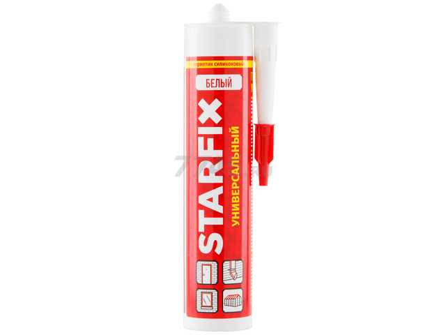 Герметик силиконовый STARFIX Universal Silicone белый 300 мл (SM-77768)