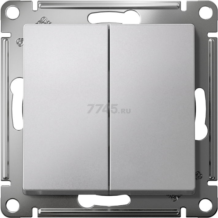 Выключатель двухклавишный скрытый SYSTEME (SCHNEIDER) ELECTRIC AtlasDesign алюминий (ATN000351)