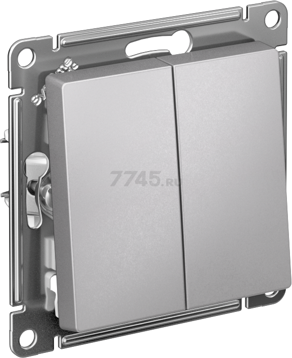 Выключатель двухклавишный скрытый SYSTEME (SCHNEIDER) ELECTRIC AtlasDesign алюминий (ATN000351) - Фото 2