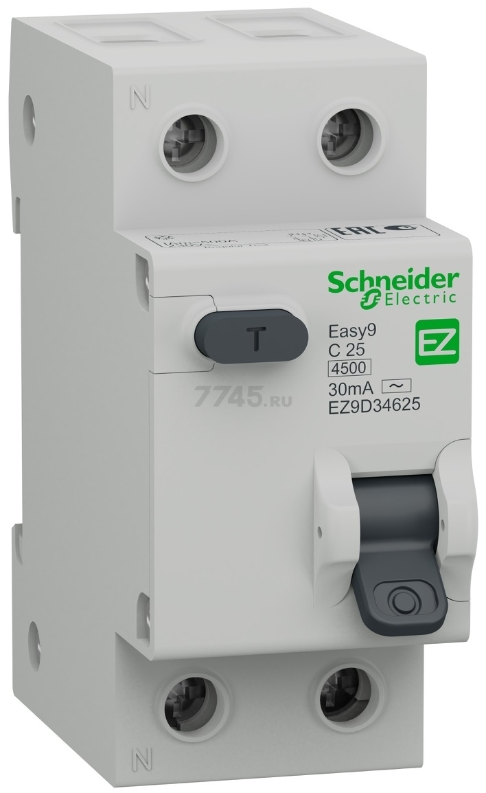 Дифавтомат SCHNEIDER ELECTRIC Easy9 1P+N C25 тип AC 30мА (EZ9D34625)