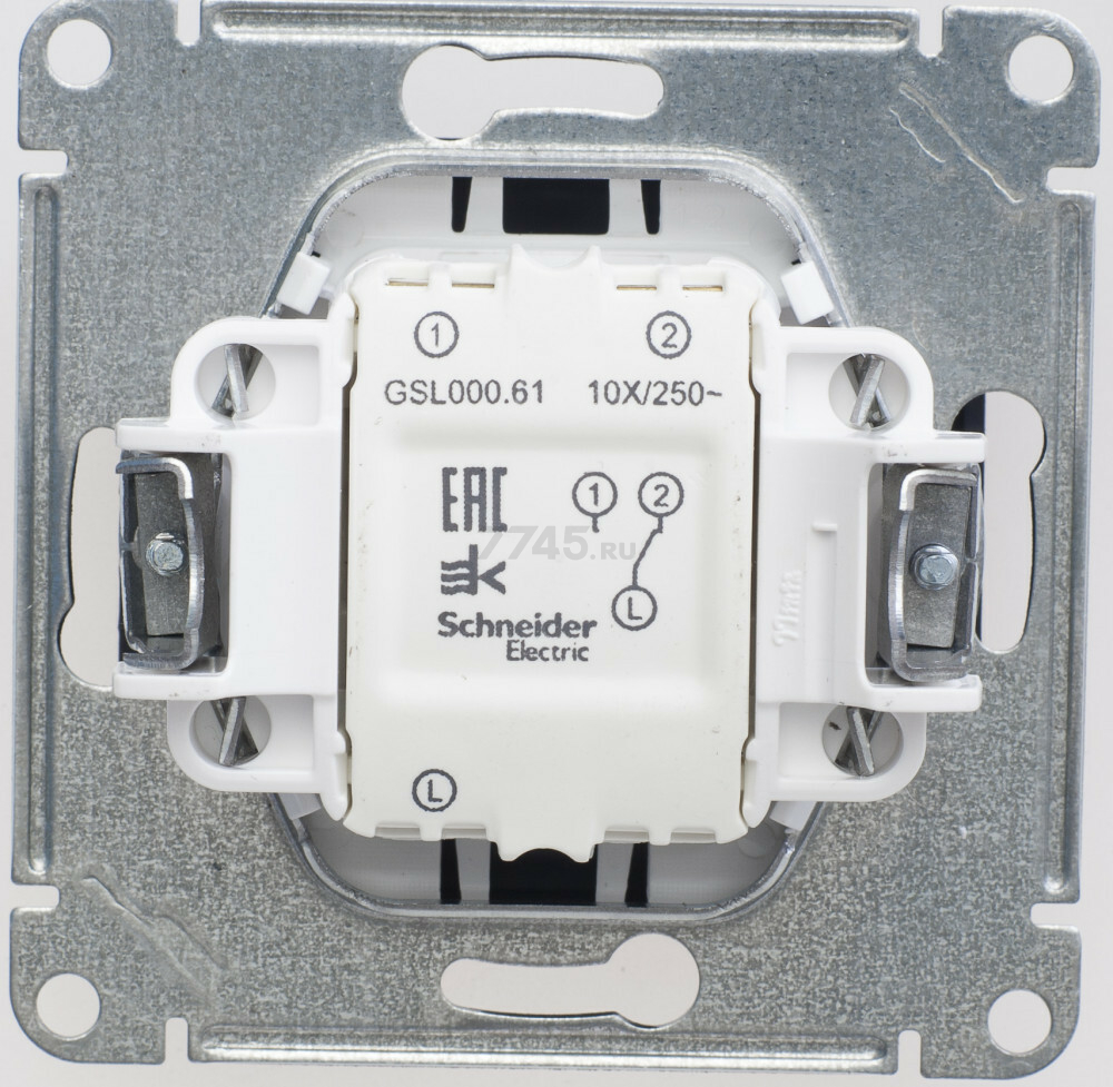 Выключатель одноклавишный проходной скрытый SYSTEME (SCHNEIDER) ELECTRIC Glossa шоколад (GSL000861) - Фото 2