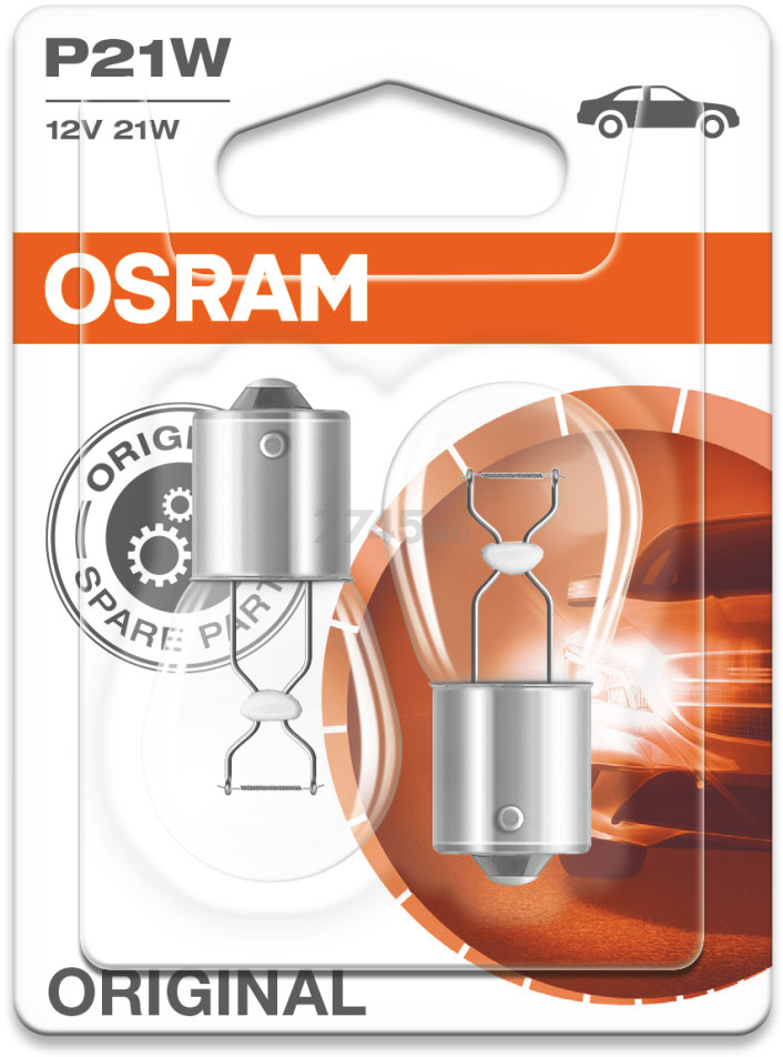 Лампа накаливания автомобильная OSRAM Original P21W 2 штуки (7506-02B) - Фото 2