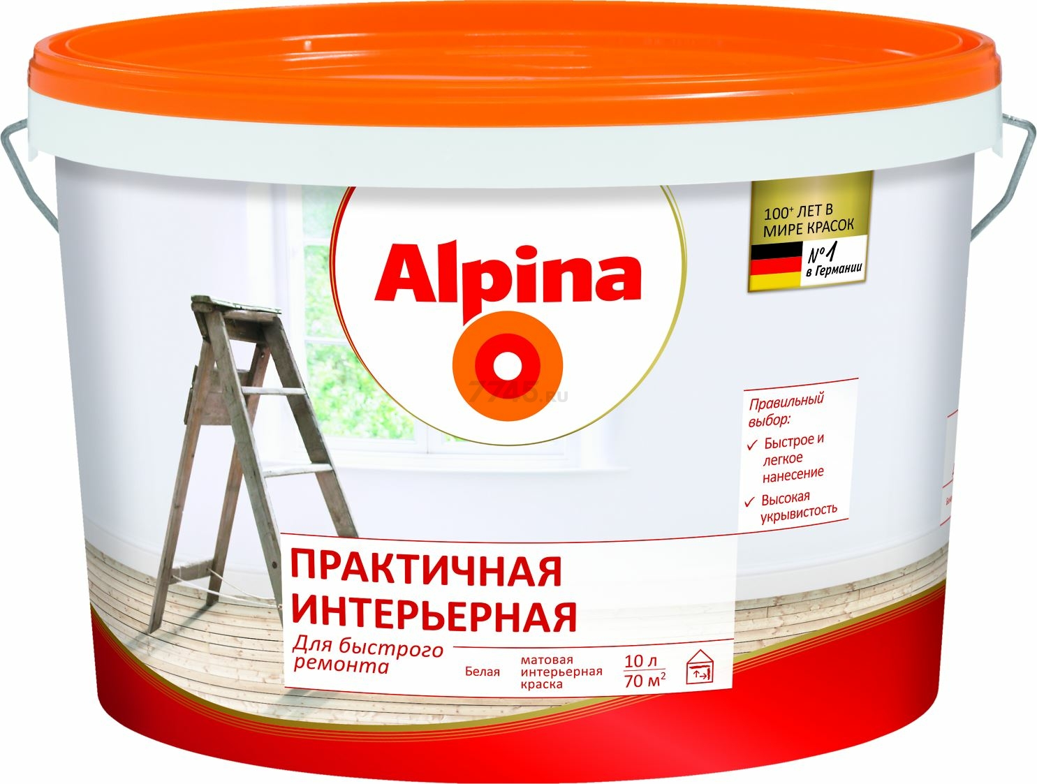 Краска акриловая ALPINA Практичная интерьерная белый 10 л (948102077)