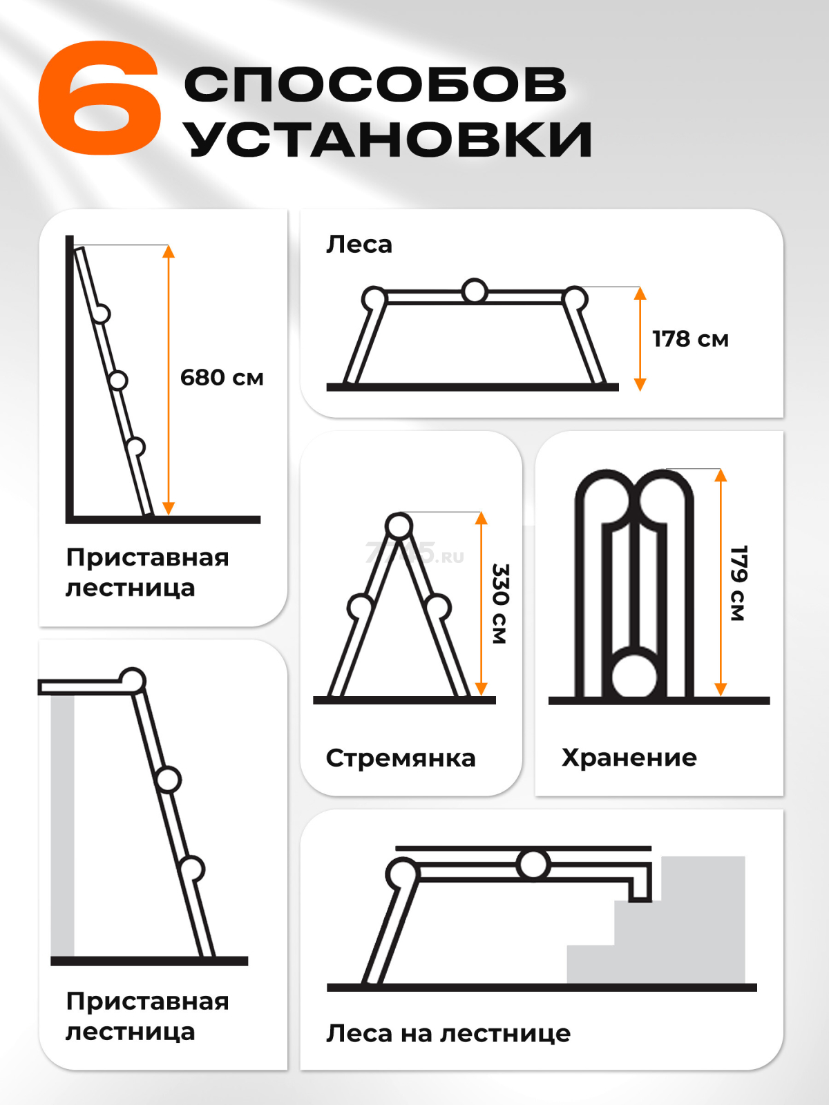 Лестница-трансформер алюминиевая 680 см STARTUL (ST9732-06) - Фото 2