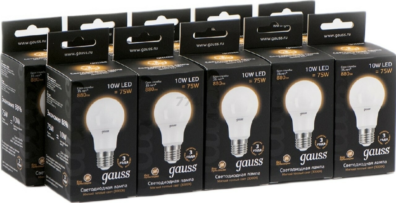 Лампа светодиодная E27 GAUSS Black 10 Вт 3000K (102502110) - Фото 5