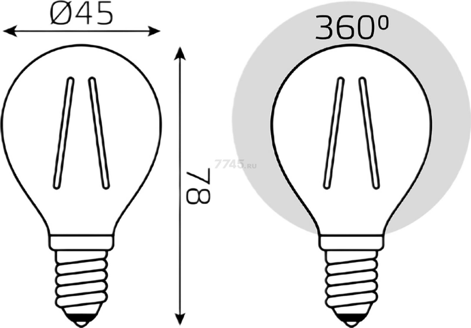 Лампа светодиодная филаментная E14 GAUSS 5 Вт 2700K (105801105) - Фото 6