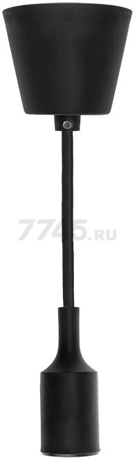 Патрон для лампочки E27 силиконовый со шнуром REXANT черный (11-8890)
