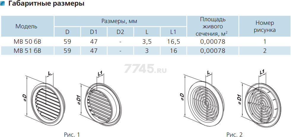 Решетка вентиляционная VENTS МВ 51/4бВ коричневая - Фото 2