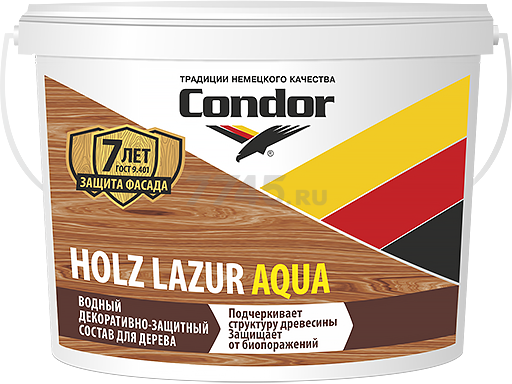 Лак акриловый CONDOR Holz Lazur Aqua дуб 0,9 л (PVRHLD00000900000)