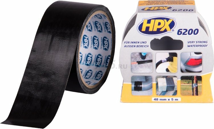 Лента армированная клейкая HPX 6200 черная 50 мм х 5 м (CS5005)