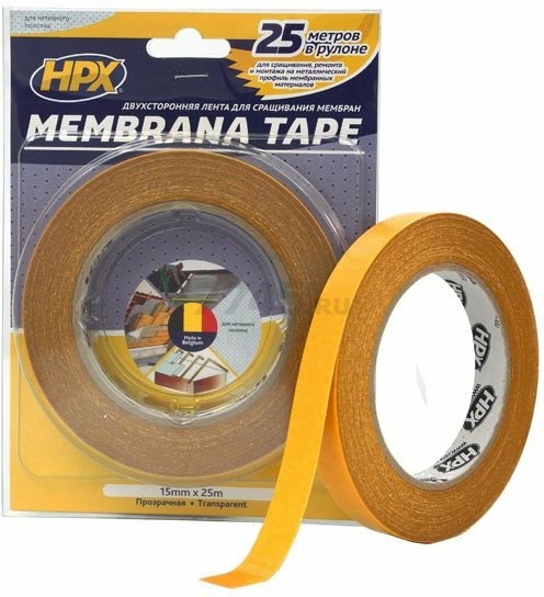 Лента двухсторонняя клейкая HPX Membrana Tape 15 мм х 25 м прозрачная (MEM1525)