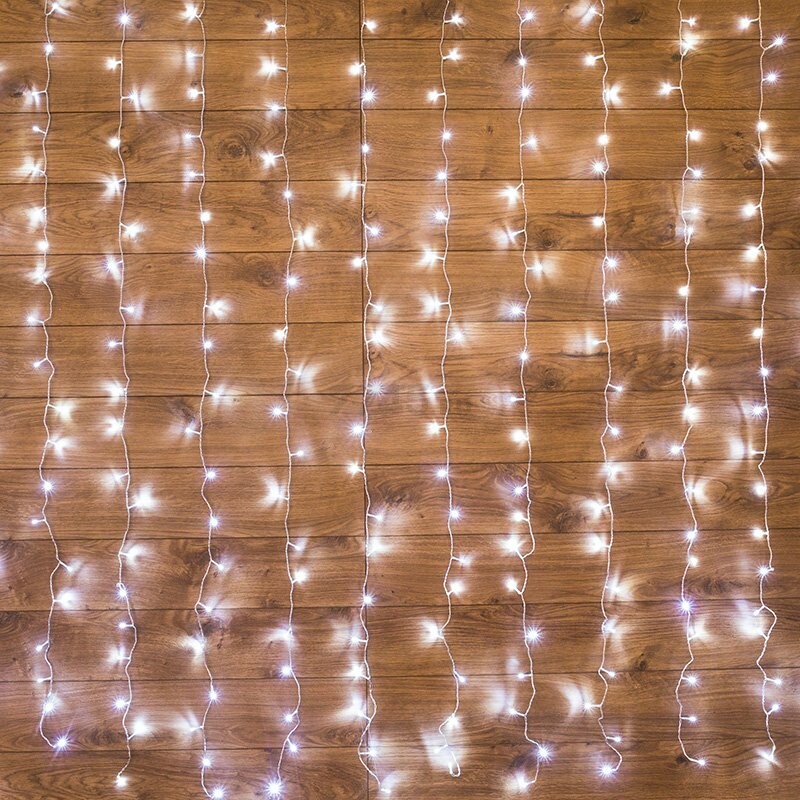Гирлянда новогодняя светодиодная NEON-NIGHT Светодиодный дождь 2,5x2 м 300 диодов белый (235-055)
