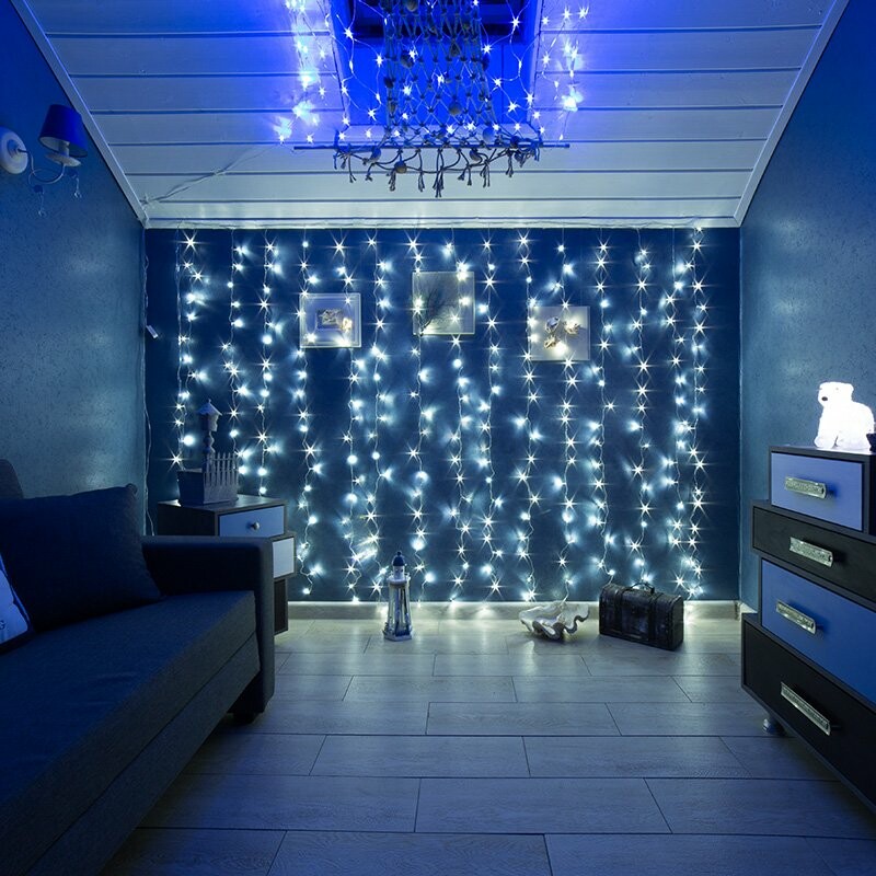 Гирлянда новогодняя светодиодная NEON-NIGHT Светодиодный дождь 2,5x2 м 300 диодов белый (235-055) - Фото 4