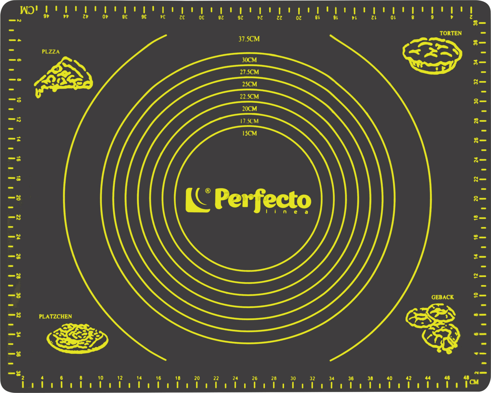 Коврик для теста с мерными делениями 50х40 см PERFECTO LINEA серый (23-504002)