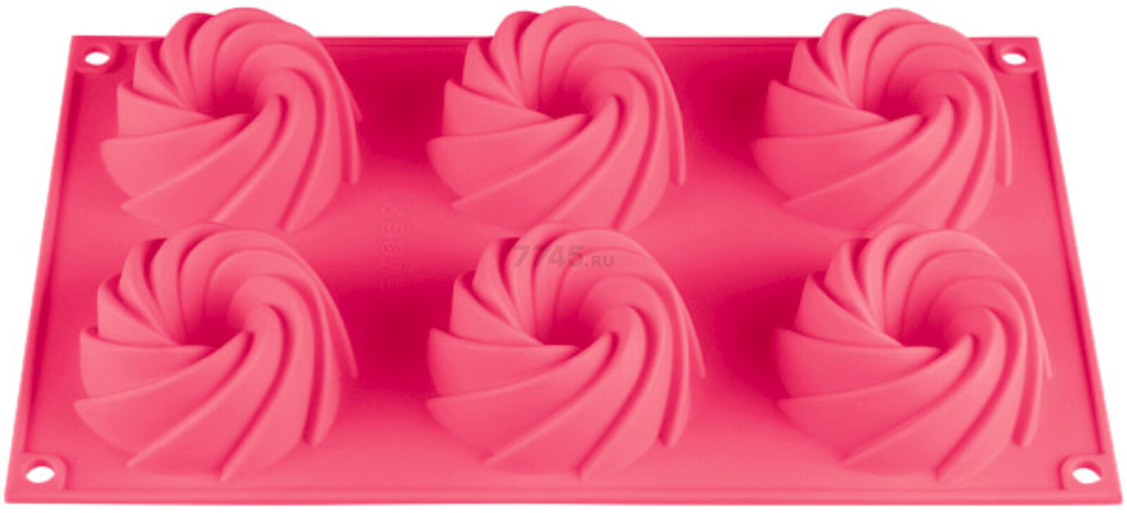 Форма для выпечки силиконовая прямоугольная на 6 кексов 29,2х17,3х3,5 см PERFECTO LINEA Fruit Dove темно-розовая (20-105229)