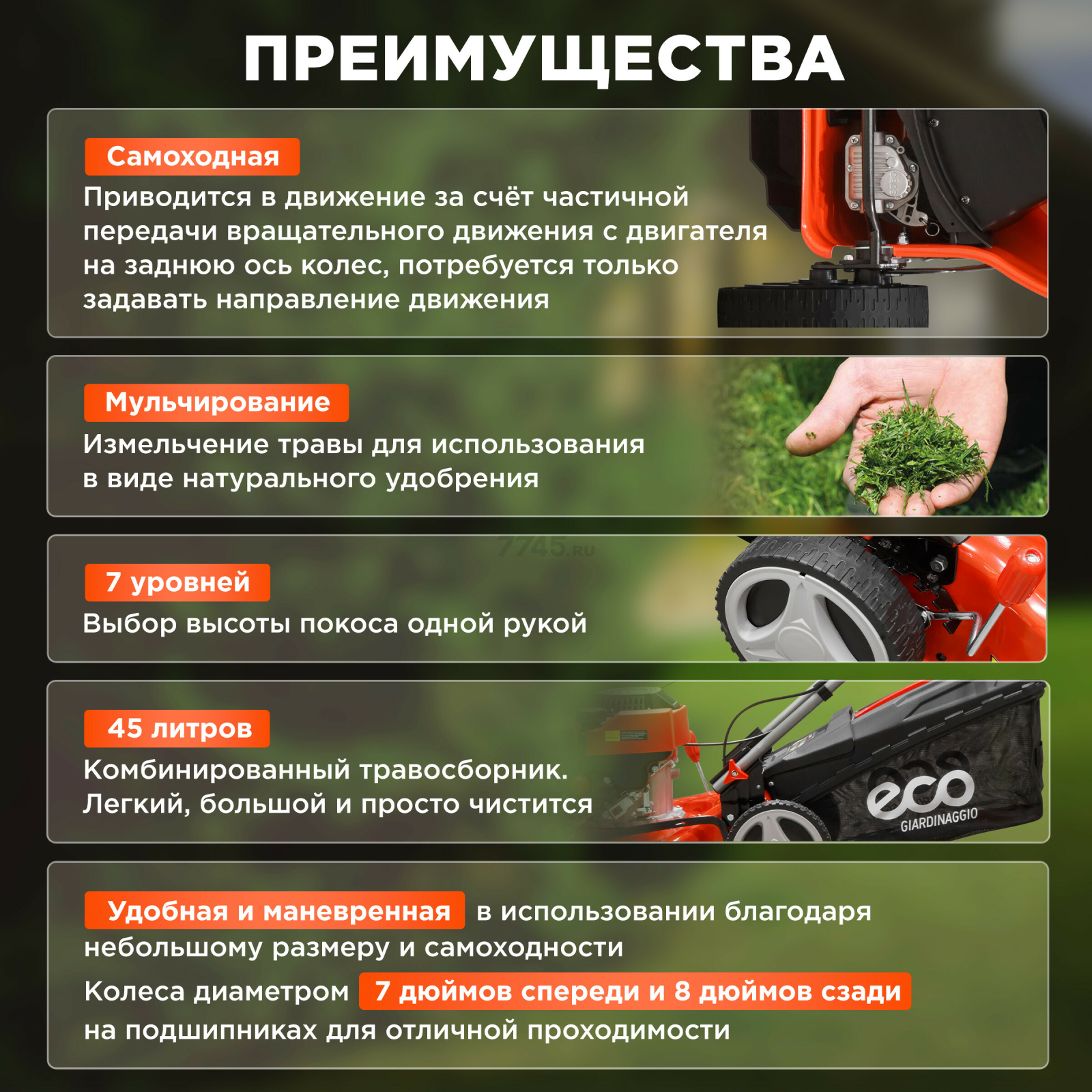 Газонокосилка бензиновая самоходная ECO LG-434 - Фото 2