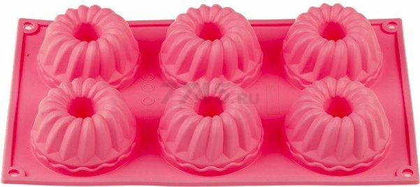 Форма для выпечки силиконовая прямоугольная на 6 кексов 28,5х17,5х4 см PERFECTO LINEA Fruit Dove темно-розовая (20-003729)