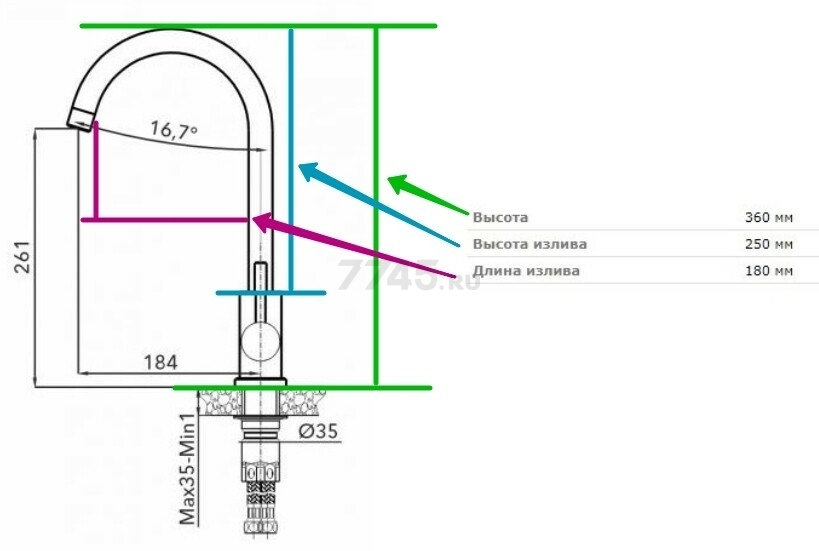 Смеситель для кухни AV ENGINEERING AVZAR4-A304BK (AVZAR4-A304BK-732) - Фото 3