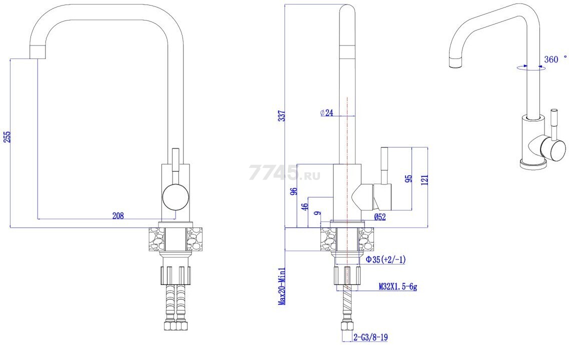 Смеситель для кухни AV ENGINEERING AVZAR4-B304GR (AVZAR4-B304GR-739) - Фото 2