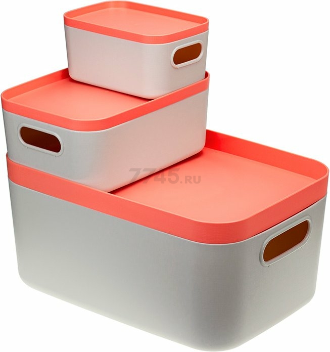 Коробка для хранения вещей пластиковая 1,7 л IDEA Инфинити коралловый (М2345) - Фото 2