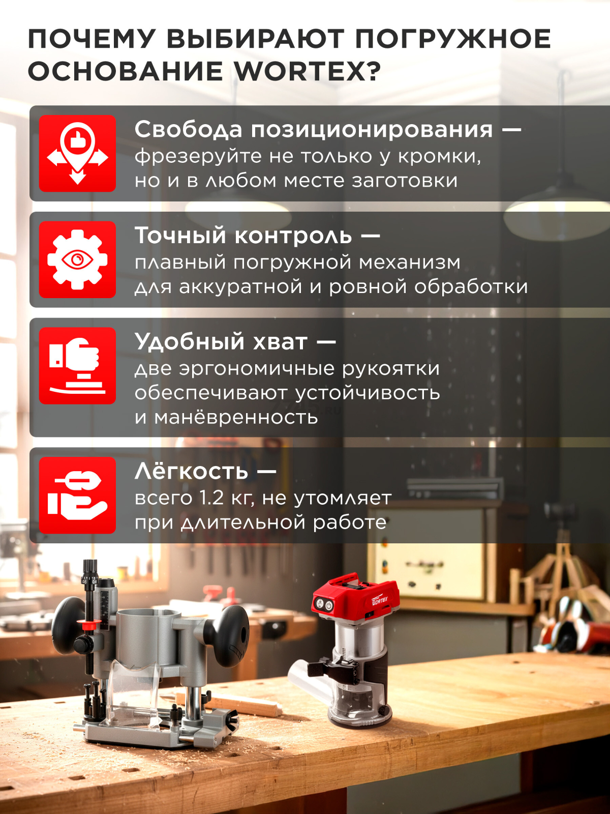 Основание погружное для фрезера кромочного WORTEX (MMB2000029) - Фото 2