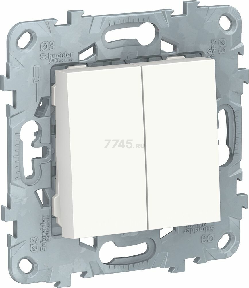 Выключатель двухклавишный скрытый SCHNEIDER ELECTRIC Unica New белый (NU521118)