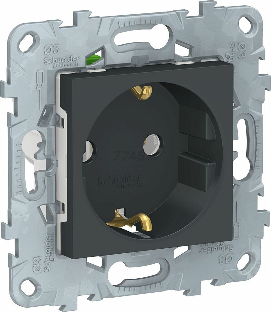 Розетка скрытая с заземлением SCHNEIDER ELECTRIC Unica New антрацит (NU505654)