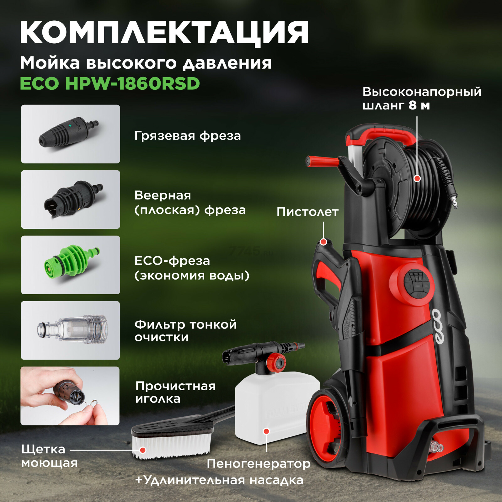 Мойка высокого давления ECO HPW-1860RSD (HPW1860RSD01)