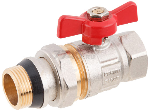 Кран шаровой 3/4" PN40 с наружной-внутренней резьбой бабочка AV ENGINEERING (AVE095034) с уплотнительным кольцом