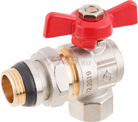 Кран шаровой угловой 1/2" PN40 с внутренней резьбой бабочка AV ENGINEERING (AVE095012E) с уплотнительным кольцом