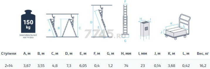 Лестница алюминиевая двухсекционная 605 см НОВАЯ ВЫСОТА NV322 (3220214) - Фото 2