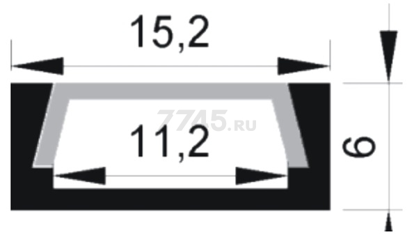 Профиль накладной PAL 1506 для светодиодной ленты JAZZWAY 2 м (1009609) - Фото 2
