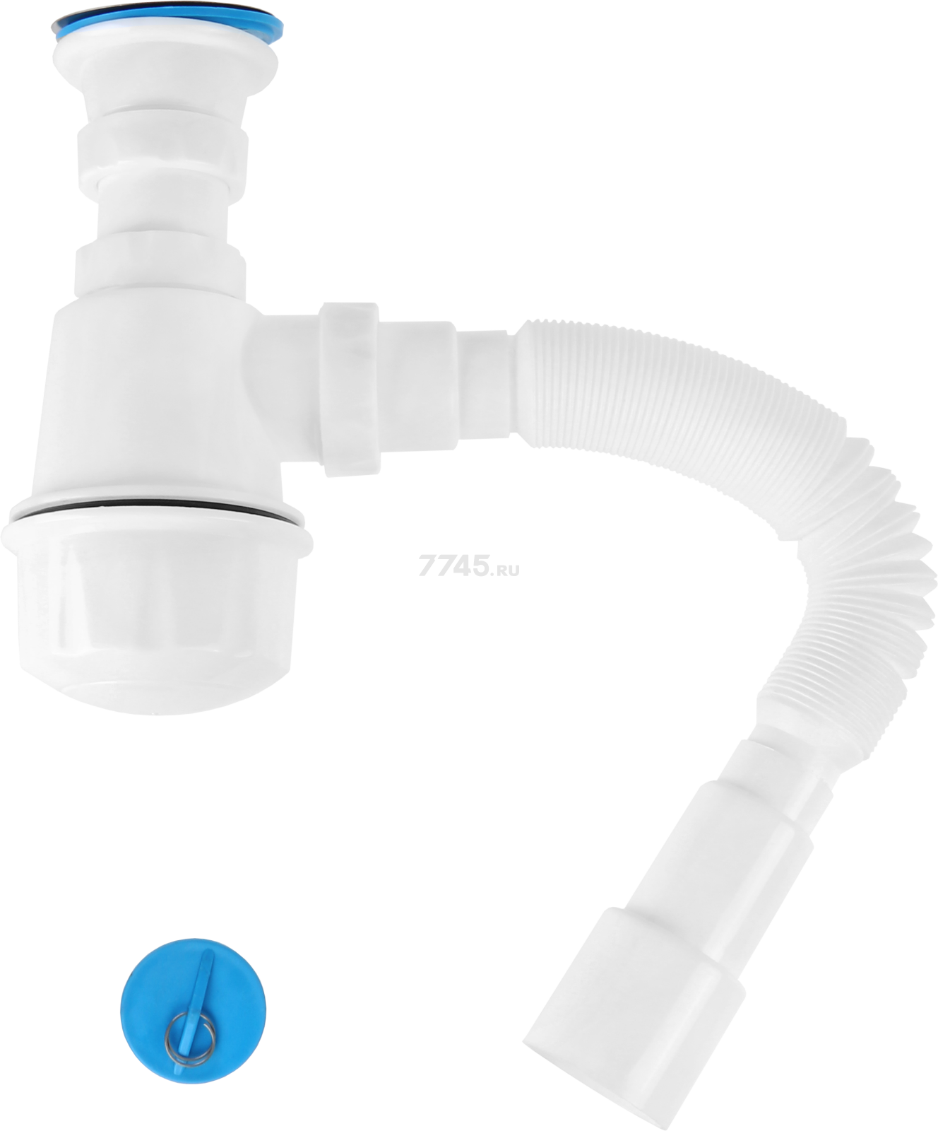 Сифон для кухни выпуск D70 гибкая труба 1 1/2"- 40/50 мм AV ENGINEERING (AVE129760) - Фото 2