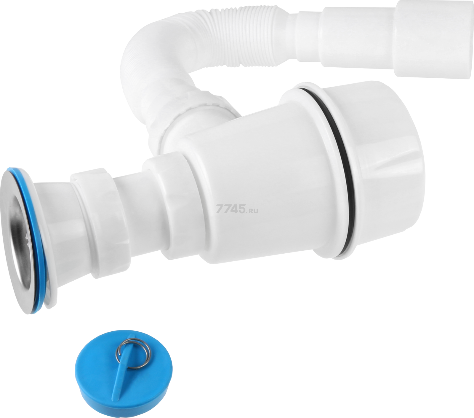 Сифон для кухни выпуск D70 гибкая труба 1 1/2"- 40/50 мм AV ENGINEERING (AVE129760) - Фото 4