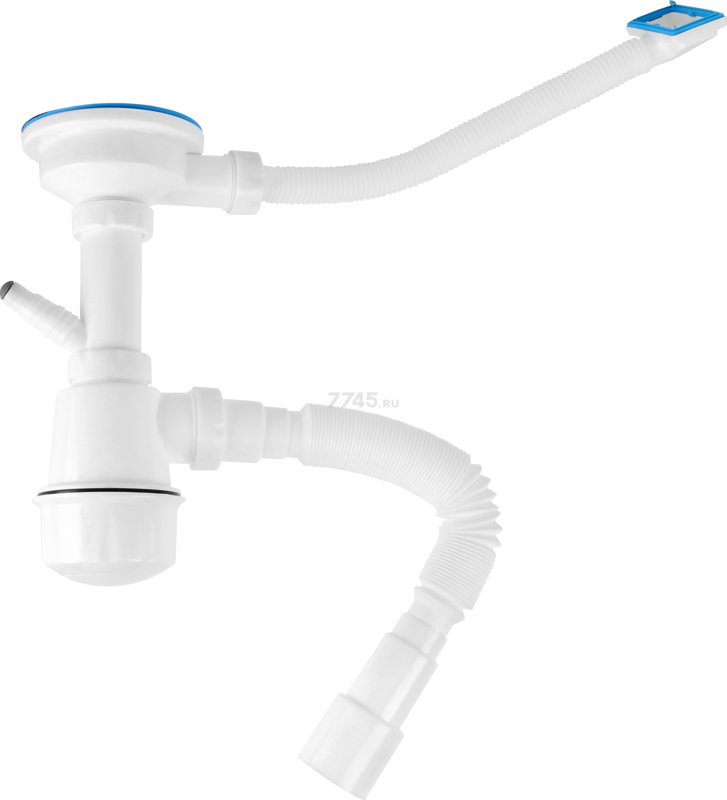 Сифон для кухни выпуск 3 1/2" прямоугольный перелив гибкая труба 1 1/2"- 40/50 мм AV ENGINEERING (AVE129740) - Фото 2