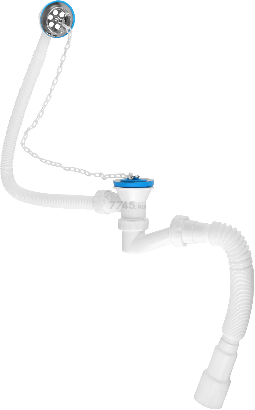 Сифон для ванны выпуск D70 перелив гибкая труба 40х40/50 AV ENGINEERING (AVE129730) - Фото 2